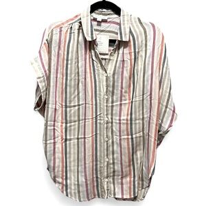 ✨NWT Beachlunchlounge Rayon Striped Casual Women’s Shirt